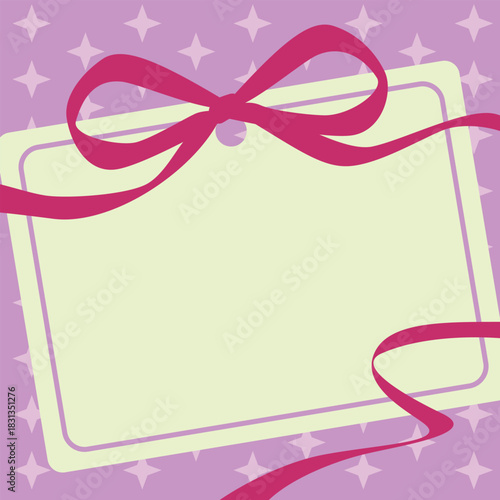 マゼンダのリボン付きカードフレーム　Web　Adobe Illustrator ArtworkWeb