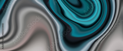 Abstract vector background with flowing teal and gray layers, creating a fluid, wavy pattern with soft gradients and organic contours.