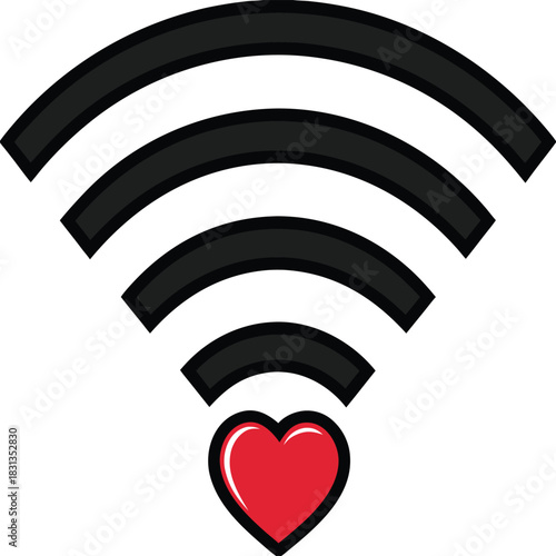 Wireless love signal isolated on white background