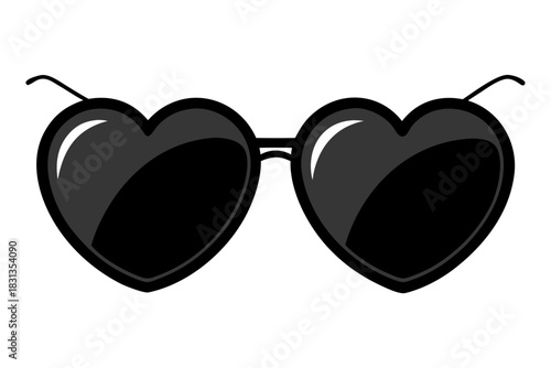 Heart shaped sunglasses with black and red hearts vector illustration