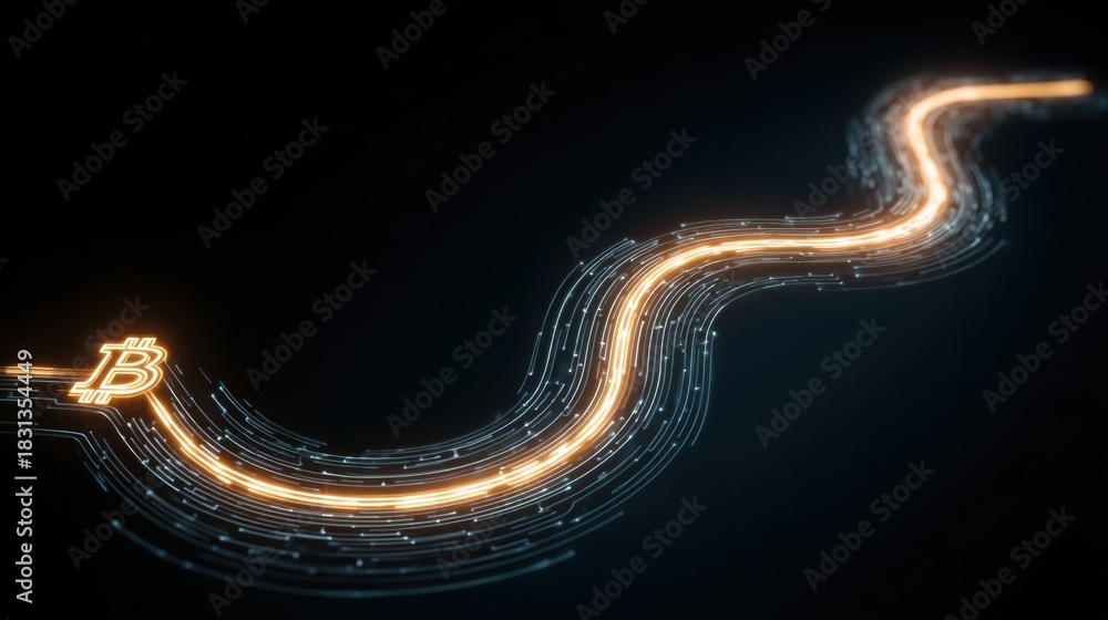 Obraz premium Glowing orange light representing hope and predictions in the ai crypto adoption roadmap concept