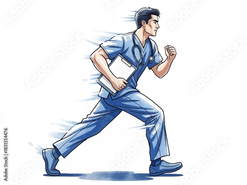 Urgent Medical Response A Doctor Rushing to Action 1.