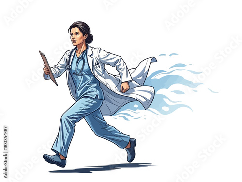 Urgent Medical Response A Doctor Rushing to Action.