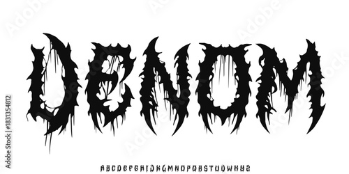 Dark Lettering tattoo vector type font. Concept of Grunge type font with Gothic Punk Rock elements. Scary tattoo font concept. Rock style lettering for y2k print design
