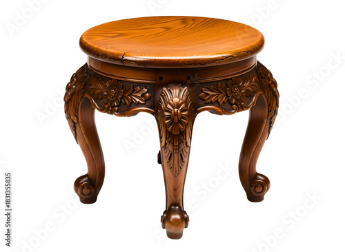 Wallpaper Mural Ornate carved wooden stool isolated on transparent background Torontodigital.ca