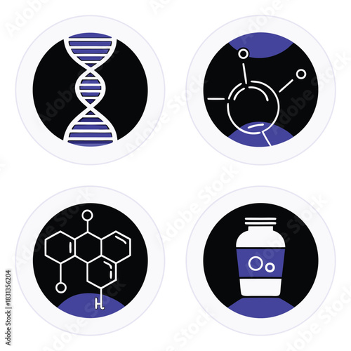 Visual Symbols for Genetics Molecular Structures and Health Products