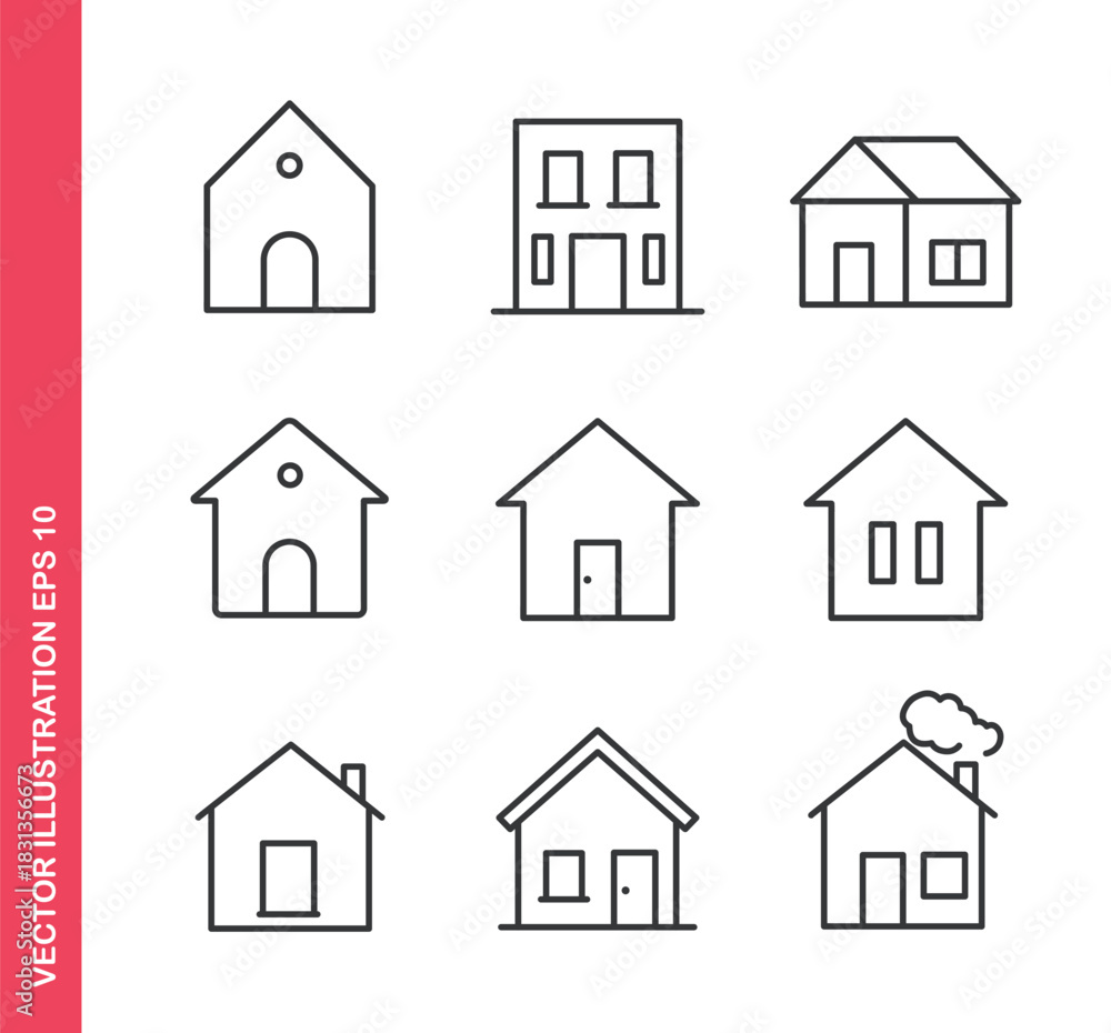 Fototapeta premium Home icon. Outline icons collection. Editable stroke.