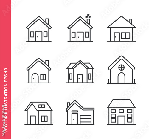 Home icon. Outline icons collection. Editable stroke.