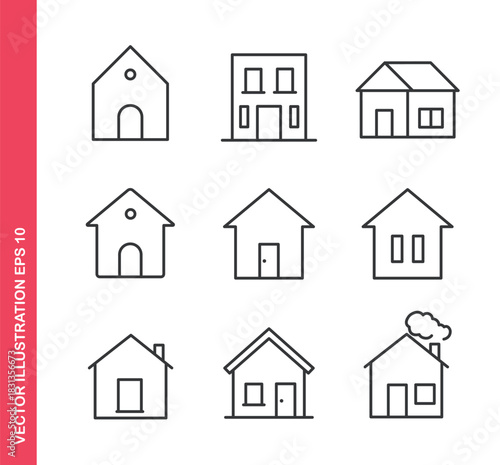Home icon. Outline icons collection. Editable stroke.