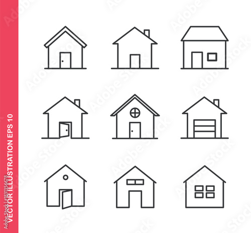 Home icon. Outline icons collection. Editable stroke.