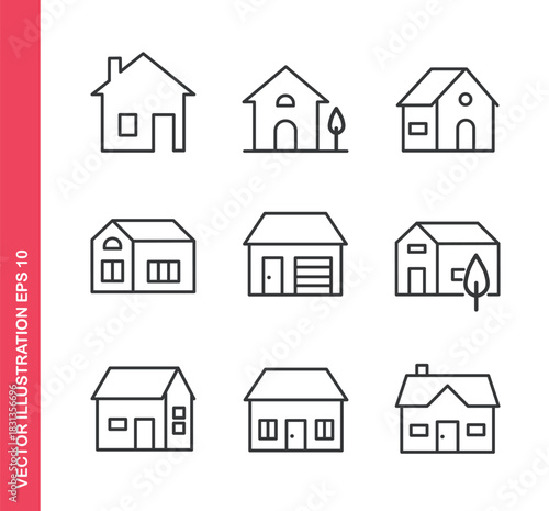 Home icon. Outline icons collection. Editable stroke.