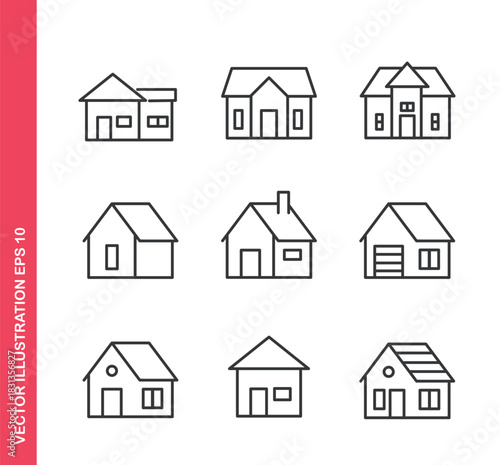 Home icon. Outline icons collection. Editable stroke.