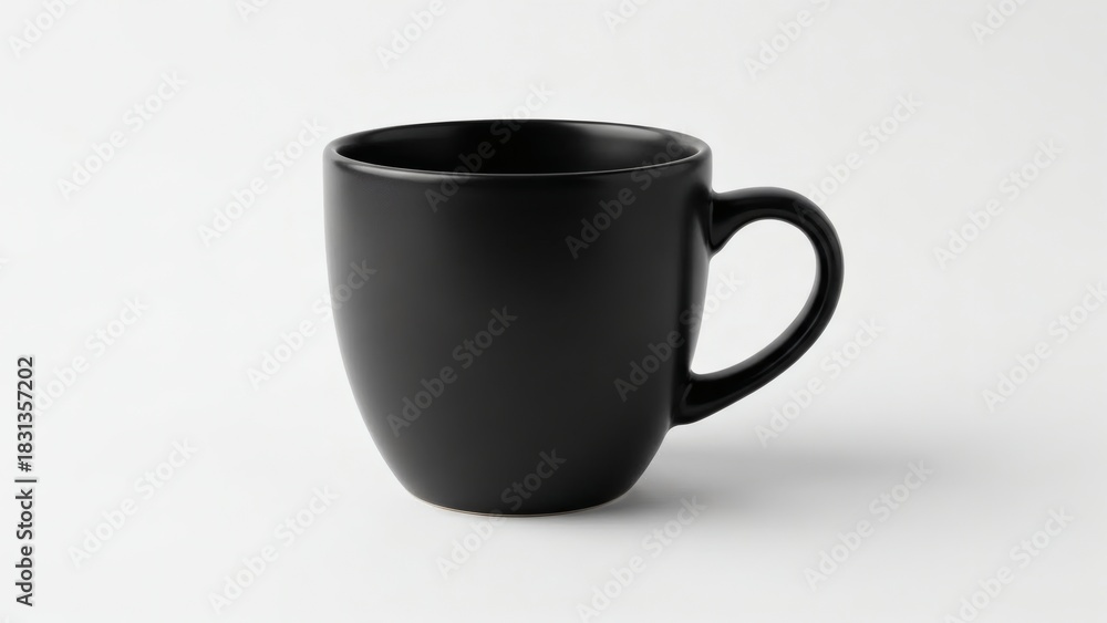 Obraz premium Matte black ceramic coffee cup on white background.