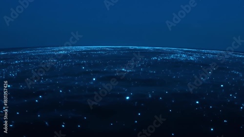 Blue Bioluminescence Ocean Waves Nighttime Footage