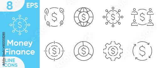 Money and Finance outline icon set. Linear icon collection. Editable stroke. Vector illustration