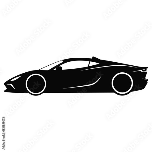 Modern Supercar Silhouette, Car Vector Icon, Sport Automobile Graphic