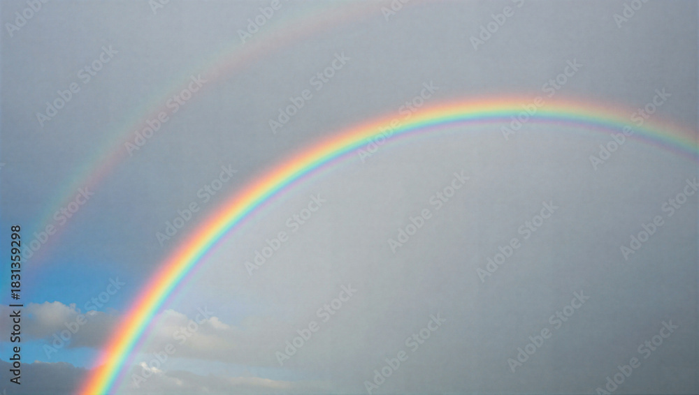 Obraz premium Captivating rainbows appear after rain nature landscape photography cloudy sky serene atmosphere