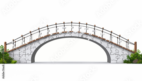 Puzzle Bridge Connecting Ideas and Concepts - Illustration of a Stone Arch Bridge