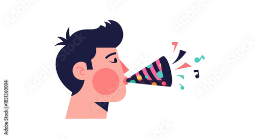 Festive Celebration Cheerful Individual Blowing Party Horn with Colorful Confetti Sprinkles