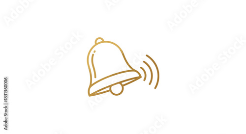 Golden Bell Icon Minimalist Outline of a Ringing Bell, Perfect for Notifications and Alerts