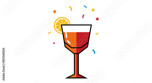 A vibrant cocktail with a lemon slice and festive confetti, perfect for celebrations and social gatherings