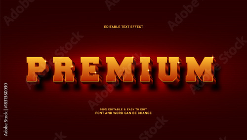 Premium Gold Text Effect, Editable Luxury Typography Title, 3D Bold Font Style on Dark Red Background
