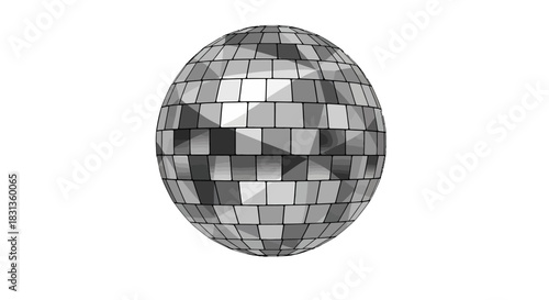 A classic silver disco ball, symbolizing celebration and retro entertainment, isolated on a white background for versatile use