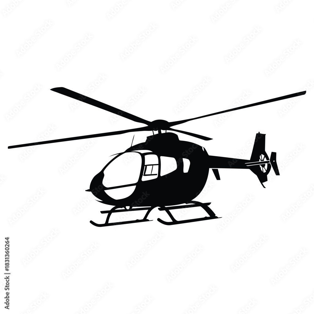Fototapeta premium Helicopter Vector Silhouette, Aircraft Illustration, Chopper Graphic