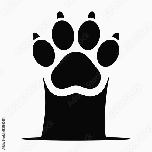 Black paw print icon symbol isolated on white background, silhouette