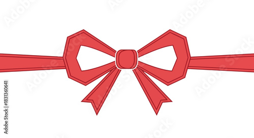 Elegant red decorative bow, perfectly tied with a sleek ribbon, symbolizing festive celebration and thoughtful gifting, ideal for holiday packaging and special event designs