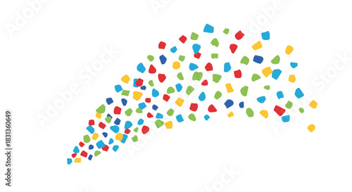 Abstract colorful confetti burst graphic design element, modern festive art on white background