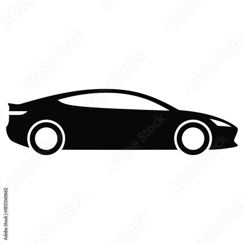 Car Vector Icon, Silhouette of Modern Vehicle, Automotive Illustration