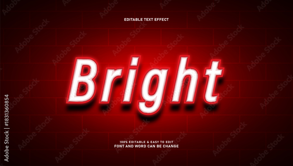 Obraz premium Bright Red Neon Text Effect on Brick Wall Background