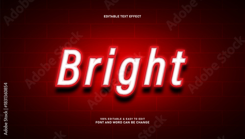 Bright Red Neon Text Effect on Brick Wall Background