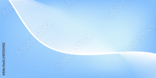 Minimalist blue background with elegant white flowing lines. abstract wavy lines background.