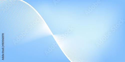 Minimalist blue background with elegant white flowing lines. abstract wavy lines background.