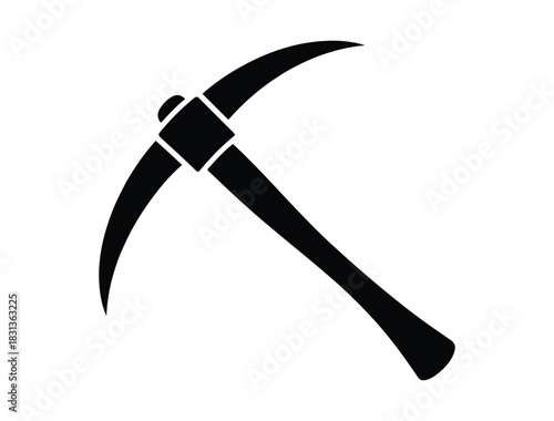 Pickaxe Mining Tool Black Silhouette Icon - Construction and Digging Vector