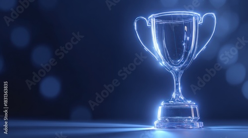 Glowing trophy on transparent background