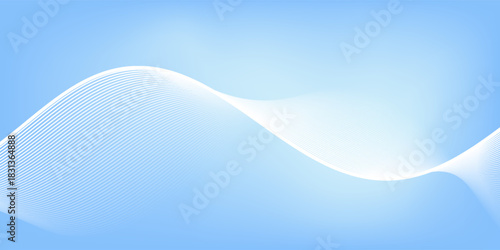 Minimalist blue background with elegant white flowing lines. abstract wavy lines background.