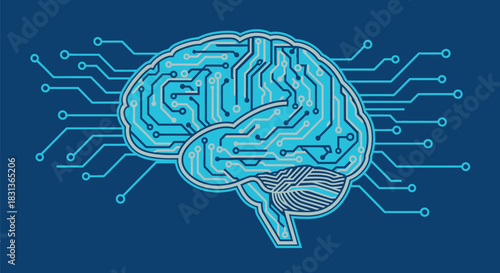 Artificial intelligence ai brain circuit board technology concept