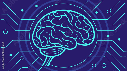 Vector illustration of a human brain for technology concept designs related to intelligence, neurology, and the digital mind