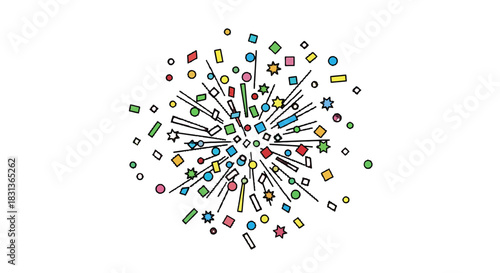 Celebration explosion of colorful confetti, joyfully spreading happiness