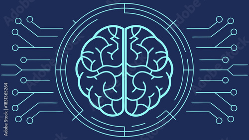 Vector illustration of a human brain for technology concept designs related to intelligence, neurology, and the digital mind