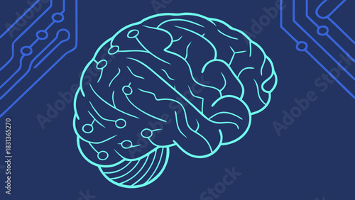Vector illustration of a human brain for technology concept designs related to intelligence, neurology, and the digital mind