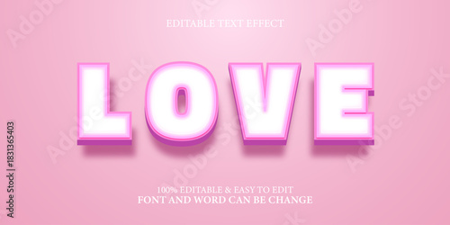 Editable 3D Pink and White "LOVE" Text Effect