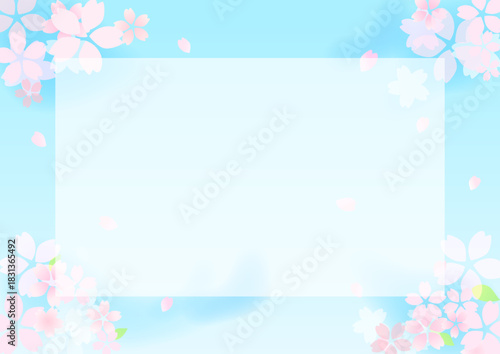 桜の花びら舞う春の空の背景