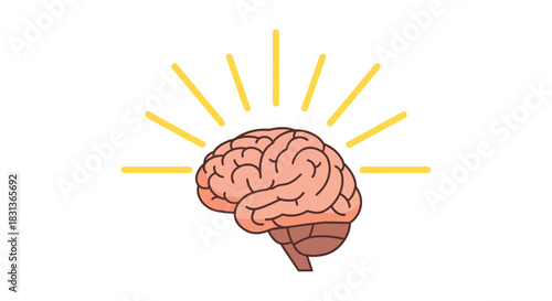 Bright idea brain generating creative thoughts for educational content and innovative business solutions, sparking imagination and intelligence