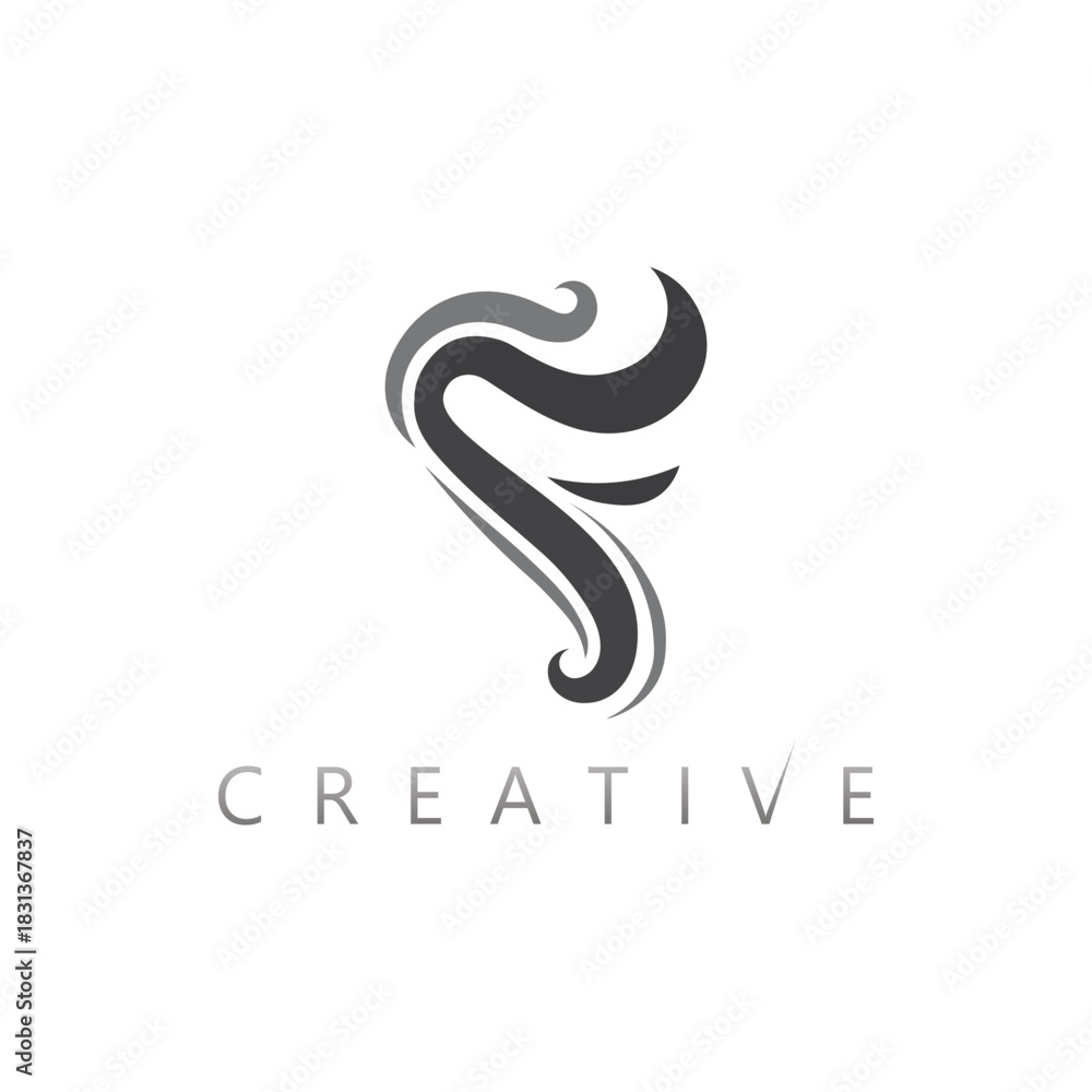 Fototapeta premium Dynamic Flowing Letter F Icon Design with Motion Elements for Modern Businesses