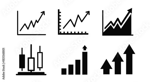 Stock market growth charts and graphs financial business analysis