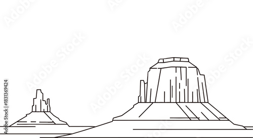 Illustration of desert landscape with mountains and blue sky art